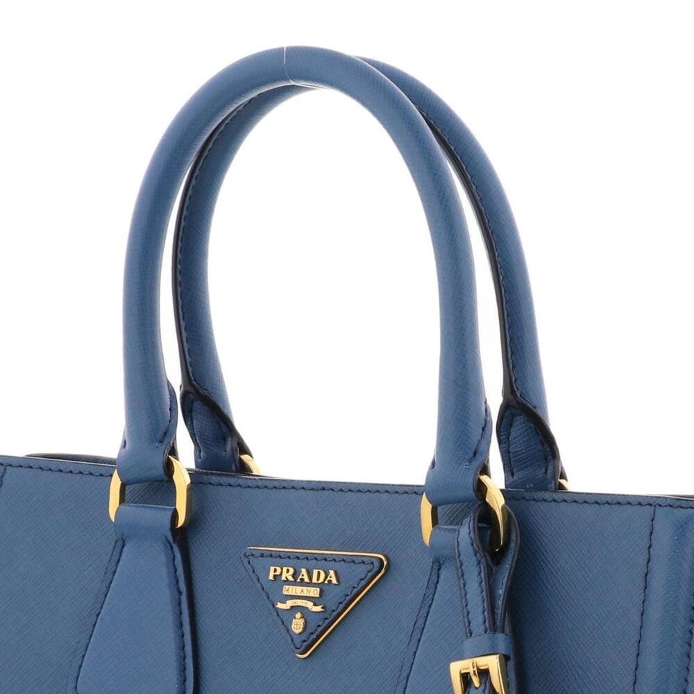 PRADA Saffiano Handbag Shoulder Bag Leather Blue - Picture 3 of 6
